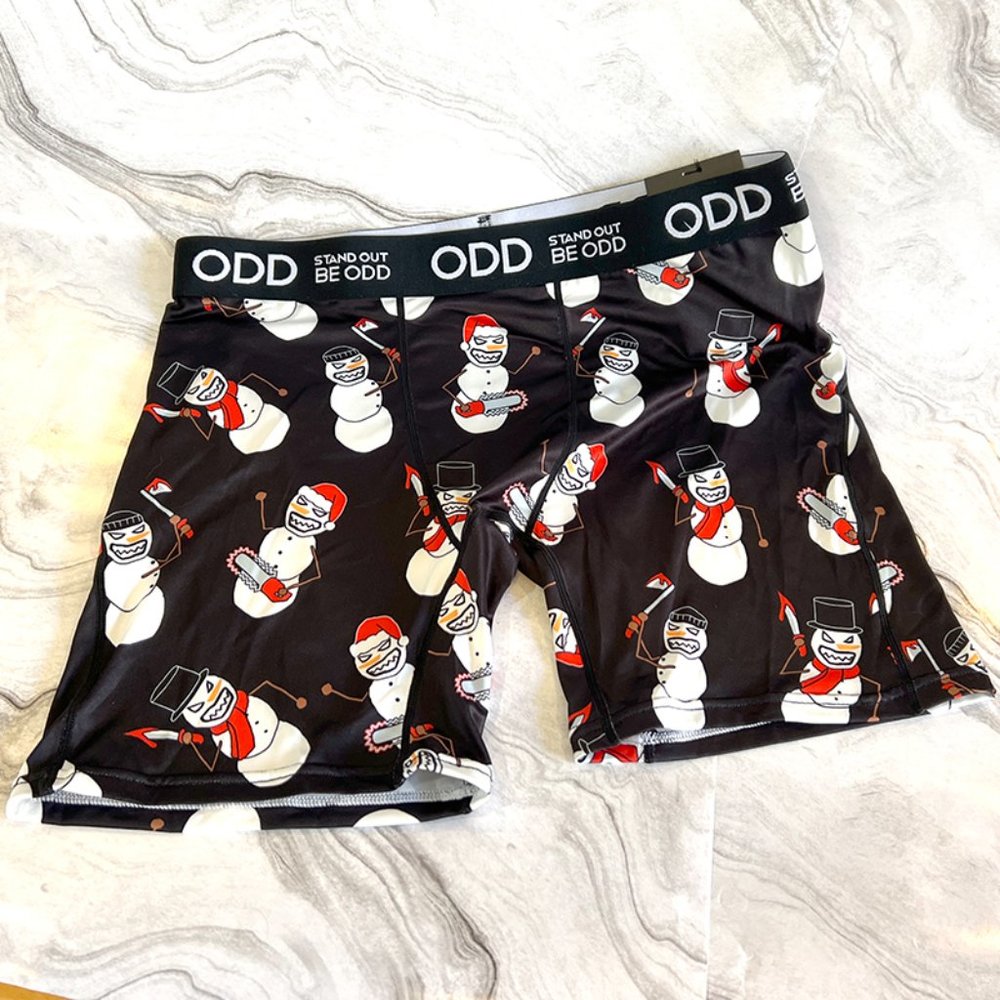 ODD Boxer Briefs, Killer Snowmen Theme on Black, Size XL